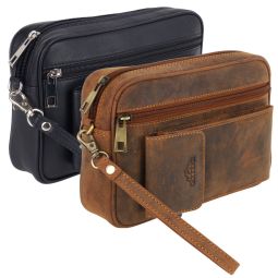 Oakridge Leather Mens Wrist or Waist Bag Organiser Travel