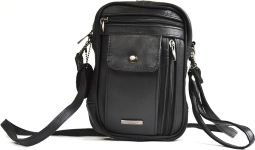 Lorenz Unisex Black Leather Organiser Bag 