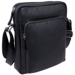 Underwood & Tanner Mens Black Compact Leather Cross Body Bag