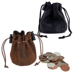 Oakridge Leather Small Black Drawstring Pouch Change Coins Wrist Mens Ladies