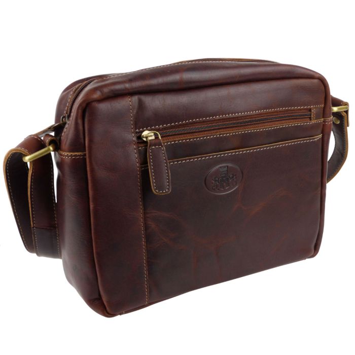 Rowallan of Scotland Mens Leather Cross Body Bag Brown