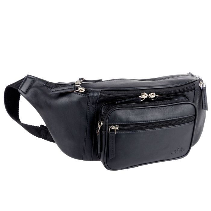 Mens black leather fanny pack sale