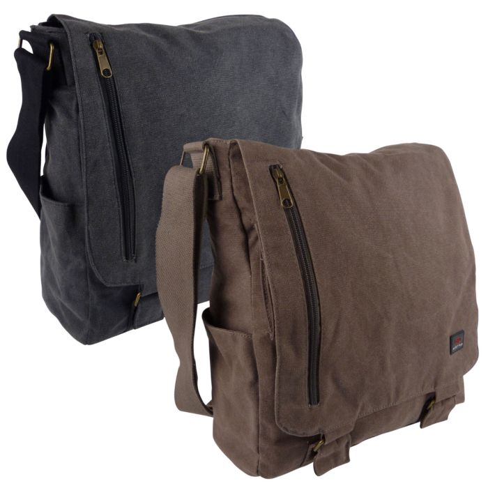 Metro Washed Canvas Cotton North South Messenger Bag Work Travel