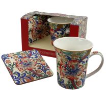 The Leonardo Collection Mug and Coaster Set Golden Lily by William Morris