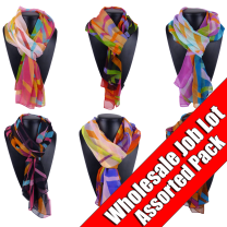 Wholesale pack of 12 Ladies Carnival Scarfs/Wrap