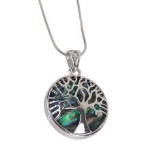 Ladies Tree of Life Paua Shell Necklace Pendant with Chain 