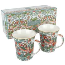 William Morris Strawberry Thief Set of 2 China Mugs The Leonardo Collection 