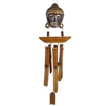 Asita Buddha Bamboo OM AUM Metta Wind Chime Feng Shui Garden Decoration