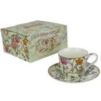 William Kilburn Floral China Cup & Saucer Set Gift Box