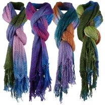 Ladies Ombre Multi Colour Scarf Shawl Wrap Rectangle Tassels