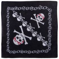 Mens Bikers Black Bandana Bandanna Skulls & Crossbones Chain Jolly Roger