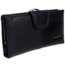 Lorenz Ladies Leather Purse/Wallet Multiple Slots-Black 