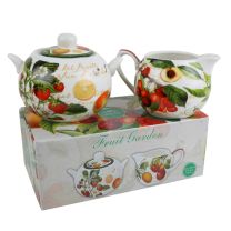 Cream & Sugar Set by The Leonardo Collection Fruit Garden Bowl & Jug Gift Boxed