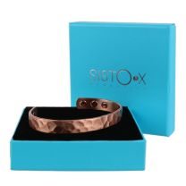 Slim Magnetic Therapy Bangle/Bracelet 6 Magnets Copper Hammered Design Health Rare Earth NdFeB