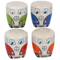 Camper Van Shaped Decorative Collectible Salt & Pepper Pot Set