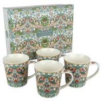 William Morris Strawberry Thief Set of 4 China Mugs The Leonardo Collection 