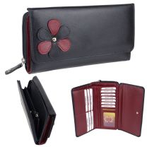 Dominique Leather Ladies Flap Over Purse/Wallet