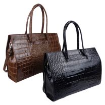 Real Leather Ladies Workbag Made in Italy Crocodile Embossed Design 