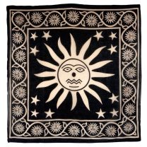 Pickled Moon Cotton Sun and Stars Wall Hanging Black White 40" x 40"