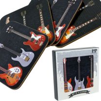 Rock and Roll Electric Guitar Coaster Set of 4 Gift Boxed