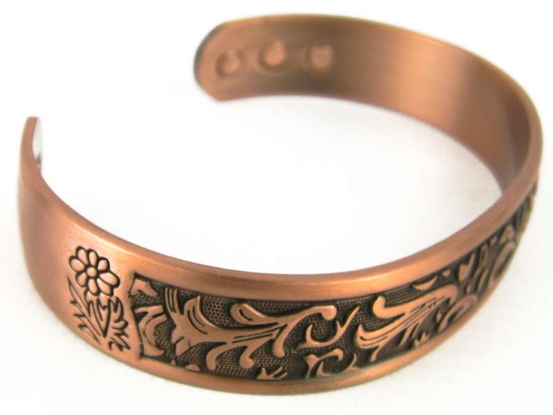 Chunky Copper Magnetic Bracelet/Bangle Gothic Design 6 Magnets Health Rare Ea...