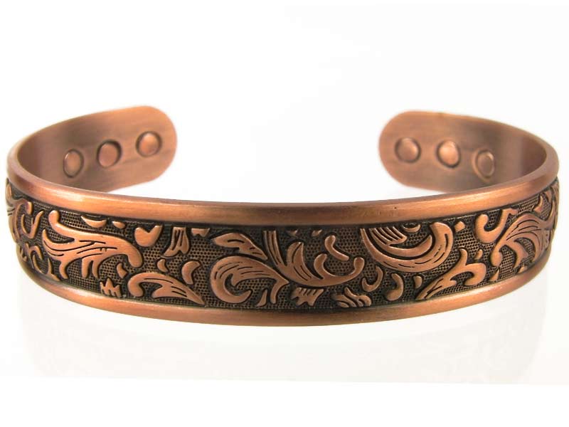 Chunky Copper Magnetic Bracelet/Bangle Gothic Design 6 Magnets Health Rare Ea...