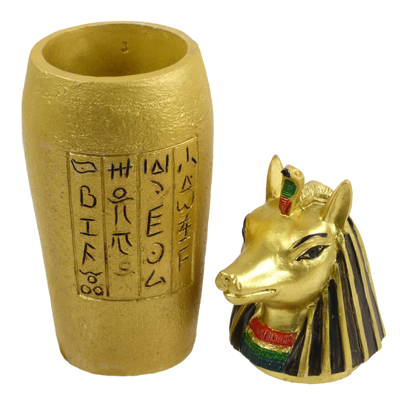 Set Of 4 Egyptian Gold Canopic Jars Ancient Egypt Decorative Treasures ...