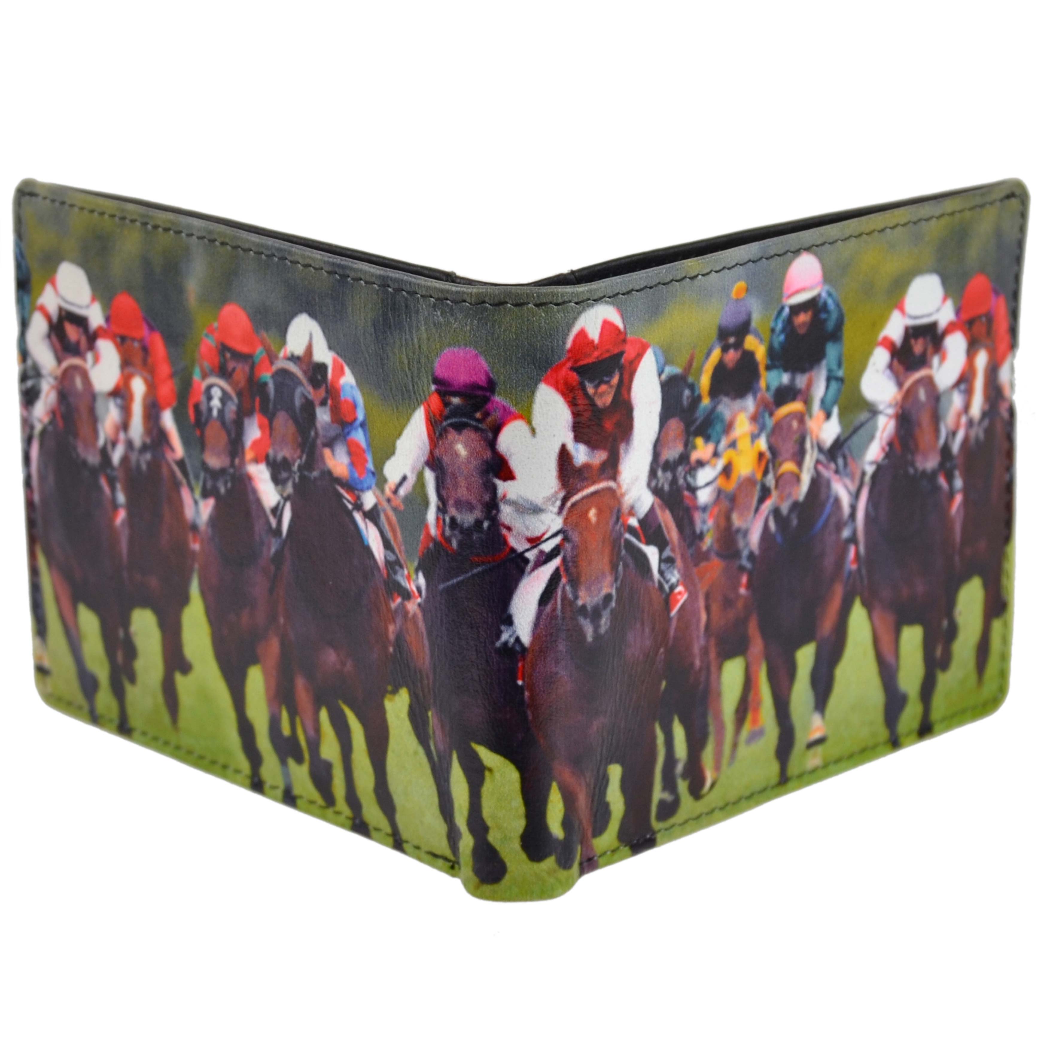 Mens Leather Horse Racing Bi-Fold Wallet by Retro Gift Box Grand ...