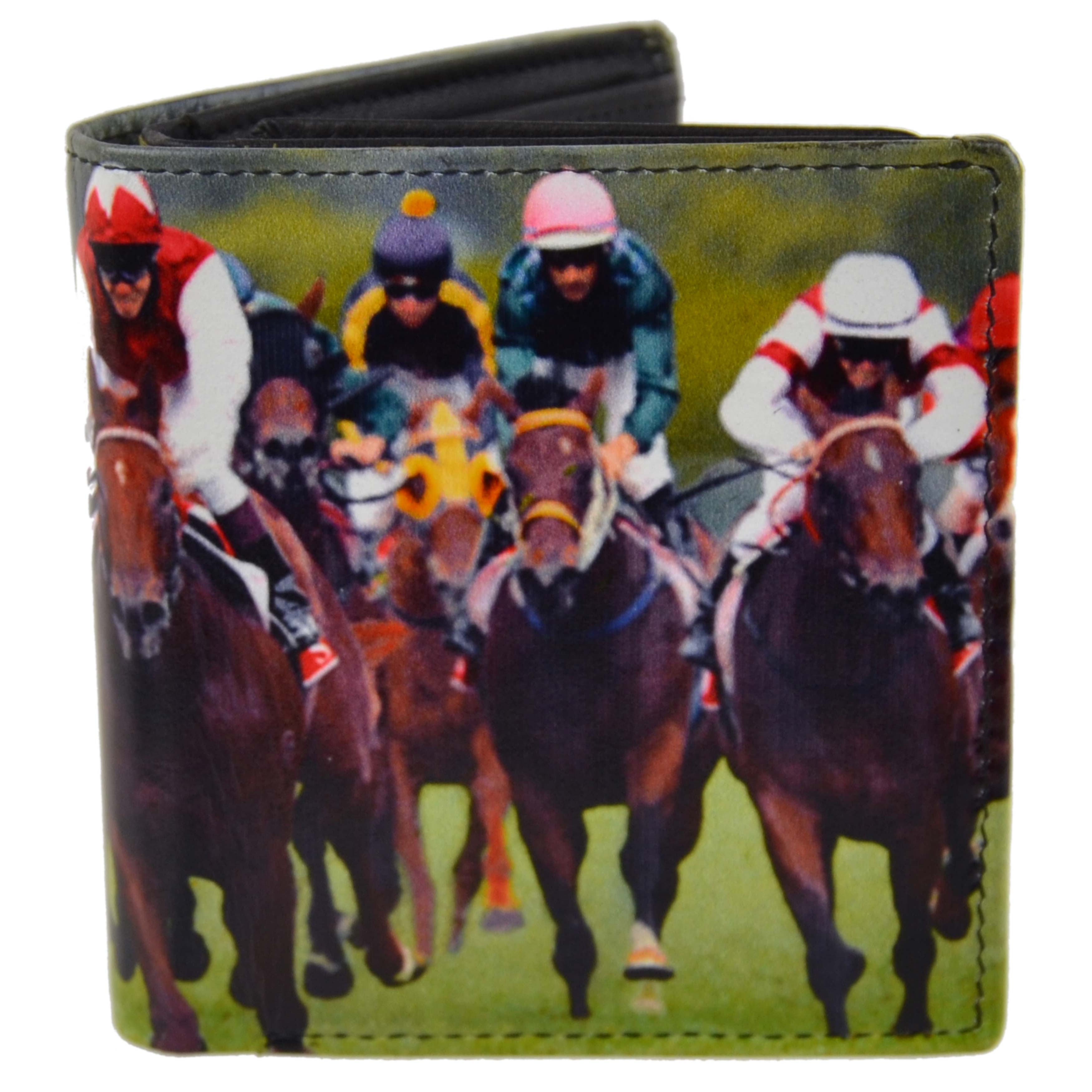 Mens Leather Tri-Fold Horse Racing Wallet by Retro Gift Box Grand ...